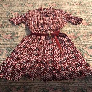 Red print shirt dress